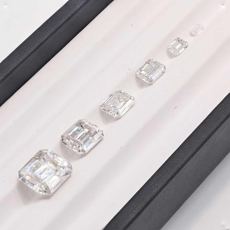 GRA Certificate 2*3 to 12*14mm Moissanite Emerald Cut Moissanite Pure White VVS DEF Color Moissanite Loose Stones