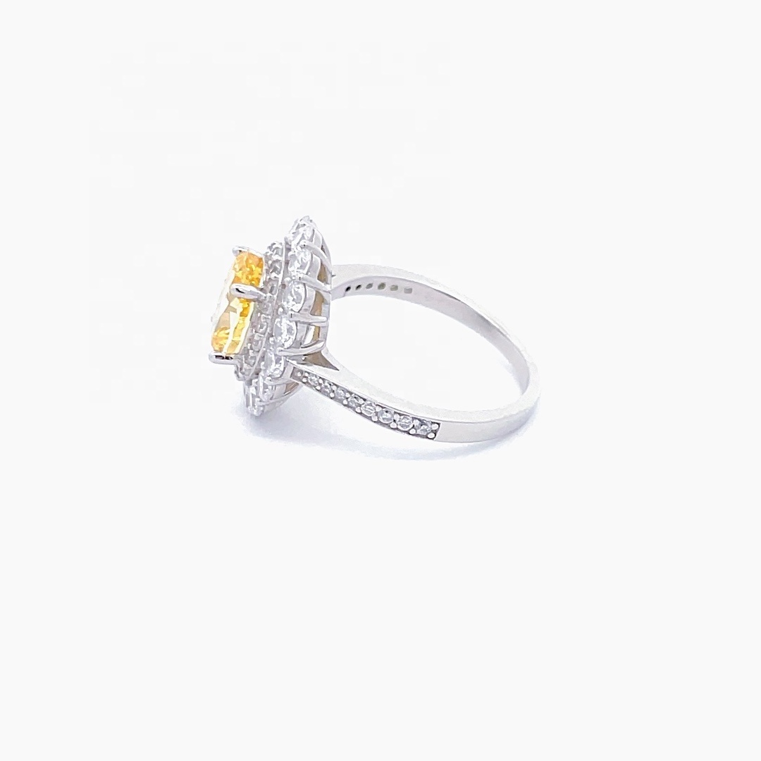 Luxury Design Finger Ring Jewelry Women 925 Sterling Silver 7*9mm Oval Cut Raw Yellow Sapphire Gemstone Ring