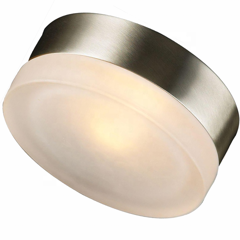 Simple Cheap Contemporary Satin Nickel Glass Shade Flush Mount Ceiling Light