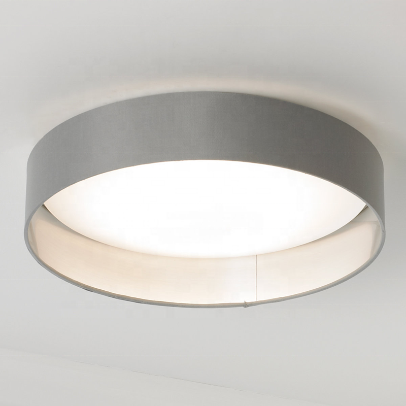 Bathroom kitchen simple LED ceiling light modern grey fabric shade acrylic Flush Mount emergency ceiling light