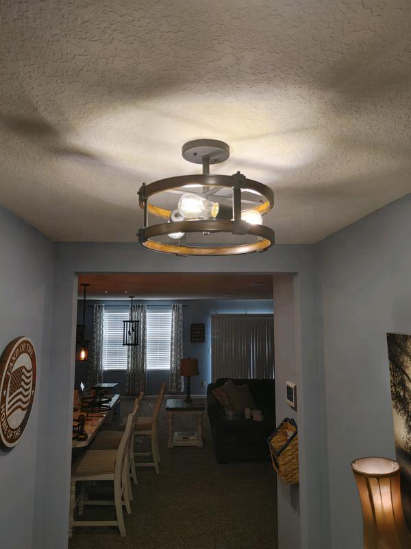 Vintage living room iron industrial semi flush mounted modern E26 E27 glass shade ceiling lamp