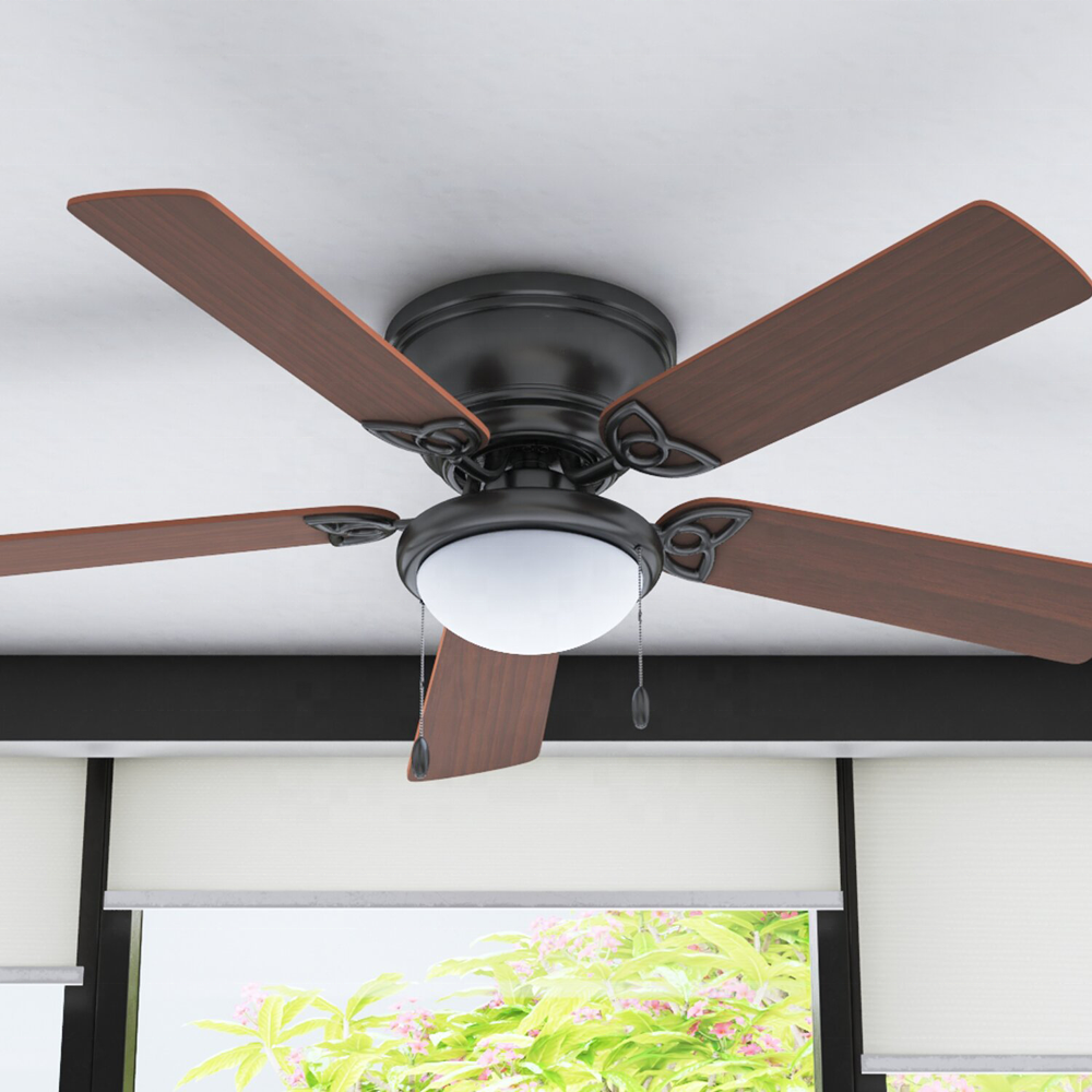 Modern Good Quality Bronze 5-Blades Silent Cool Wind with Pull Chain Household Living Room Dining Room ceiling Fan Light