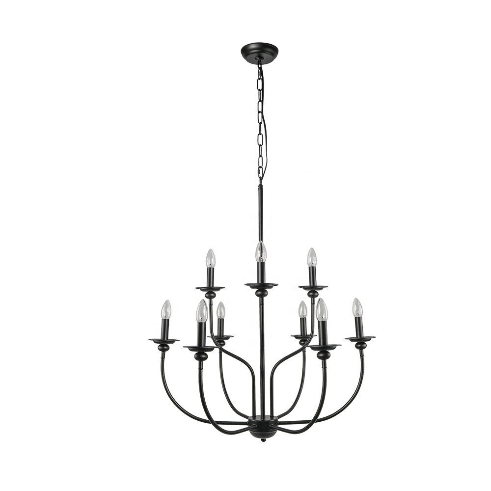 modern simple 9 lights dining room large industrial black farmhouse candle chandelier