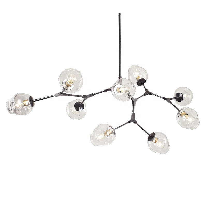 E26 clear glass shade chandeliers living room industrial lighting Adjustable structure pendant  lamp fixtures