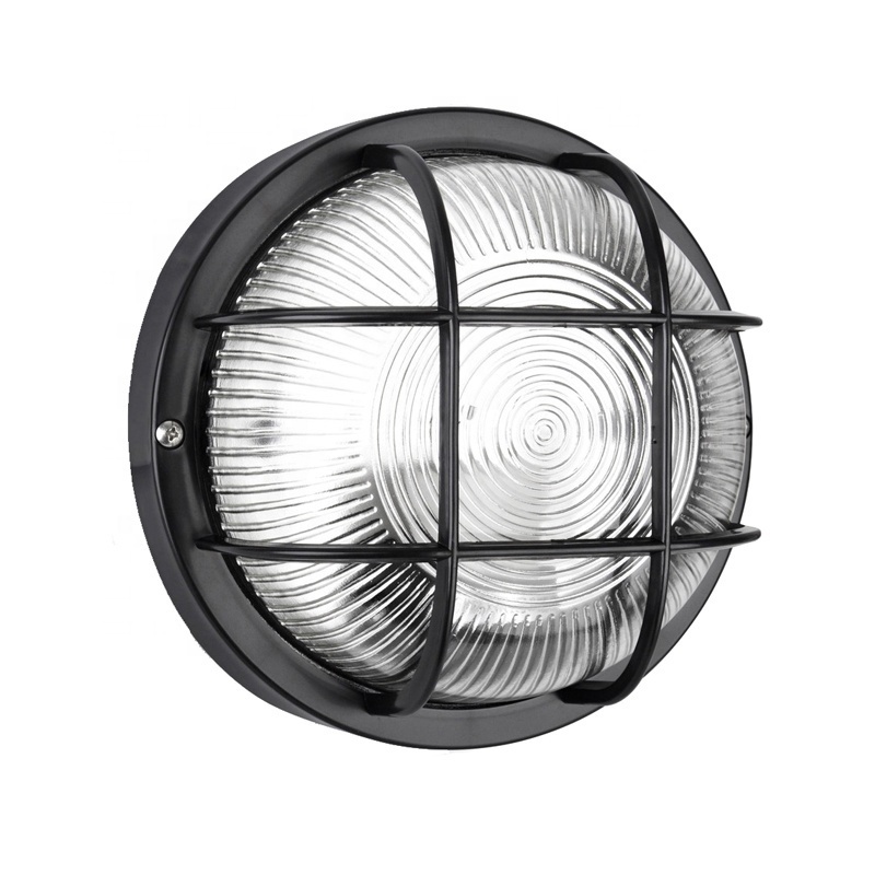 BULKHEAD 1-LIGHT OUTDOOR BLACK WALL LIGHT OR CEILING MOUNTED FIXTURE WITH FROSTED GLASS MPDERN BULKHEAD WALL LIGHT