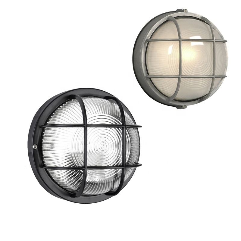 BULKHEAD 1-LIGHT OUTDOOR BLACK WALL LIGHT OR CEILING MOUNTED FIXTURE WITH FROSTED GLASS MPDERN BULKHEAD WALL LIGHT