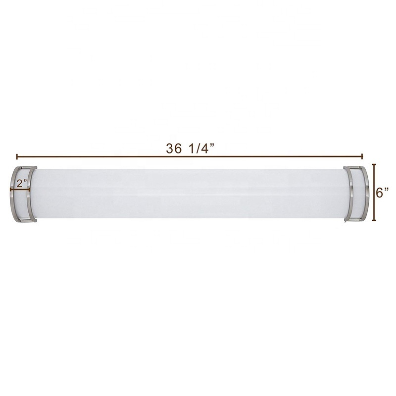 Flush Mount Brushed Nickel Linear 36inch Wall Lighting Modern Frosted LED Tube Wall Sconce Bathroom Vanity Light Fixture