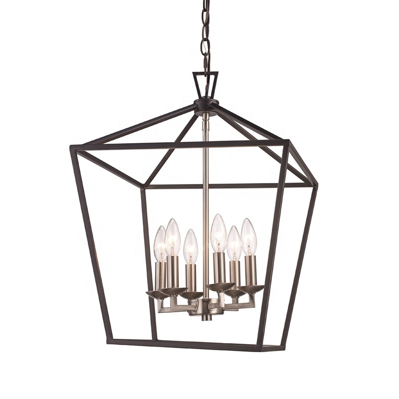 Dining Room Chandelier Cage Hanging Light Industrial Vintage Lighting Ceiling Chandelier 4 Lights Metal pendant Fixture