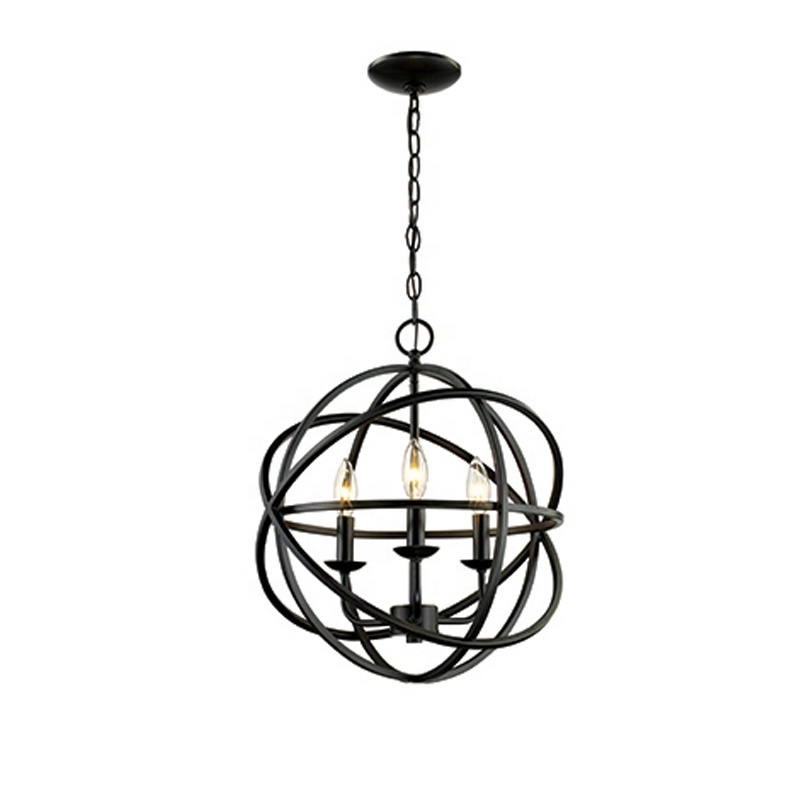 Industrial Vintage Retro LOFT Style Wrought Iron Metal Globe Cage Round Pendant Lamp Fixture Pendant Light Chandelier