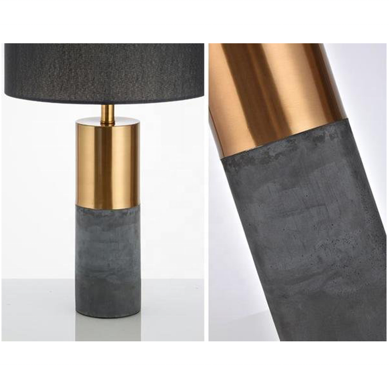 Post modern black fabric shade desk lamp Decorative  hotel bedside Cement Material Bedroom Desk Table Light