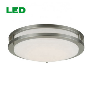 Nordic Design Lamp Flush Mounted Project Hotel Lighting Double Ring Led Light Modern Brush Nickel Dimmable LED Ceiling Light