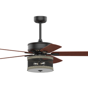 Rustic Dinnerroom Decorative Iron Wooden Simple Luxury Modern Large Remote Home 52Inch Ceiling Fan With Light