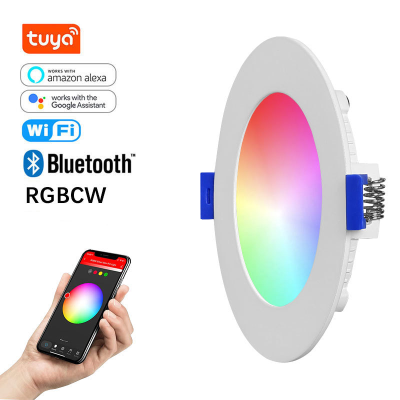 2022 Google Alexa Wifi CCT Tuya Recessed Ceiling Rgbw Rgb Led Down Lights Smart LED Downlights