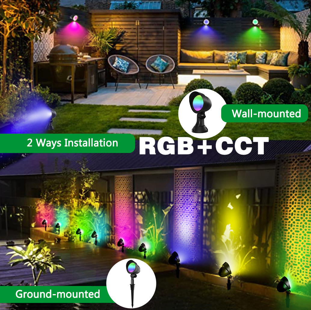 Low Voltage Landscape Lights with Connectors 12W RGBW  LED Spotlight  12V  Garden Pathway Lights Waterproof