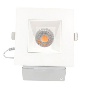 Ultra-Thin 4 Inch 12W 5CCT Recessed Anti-Glare LED Downlight, Canless IC Rated Square Downlight Junction Box Included