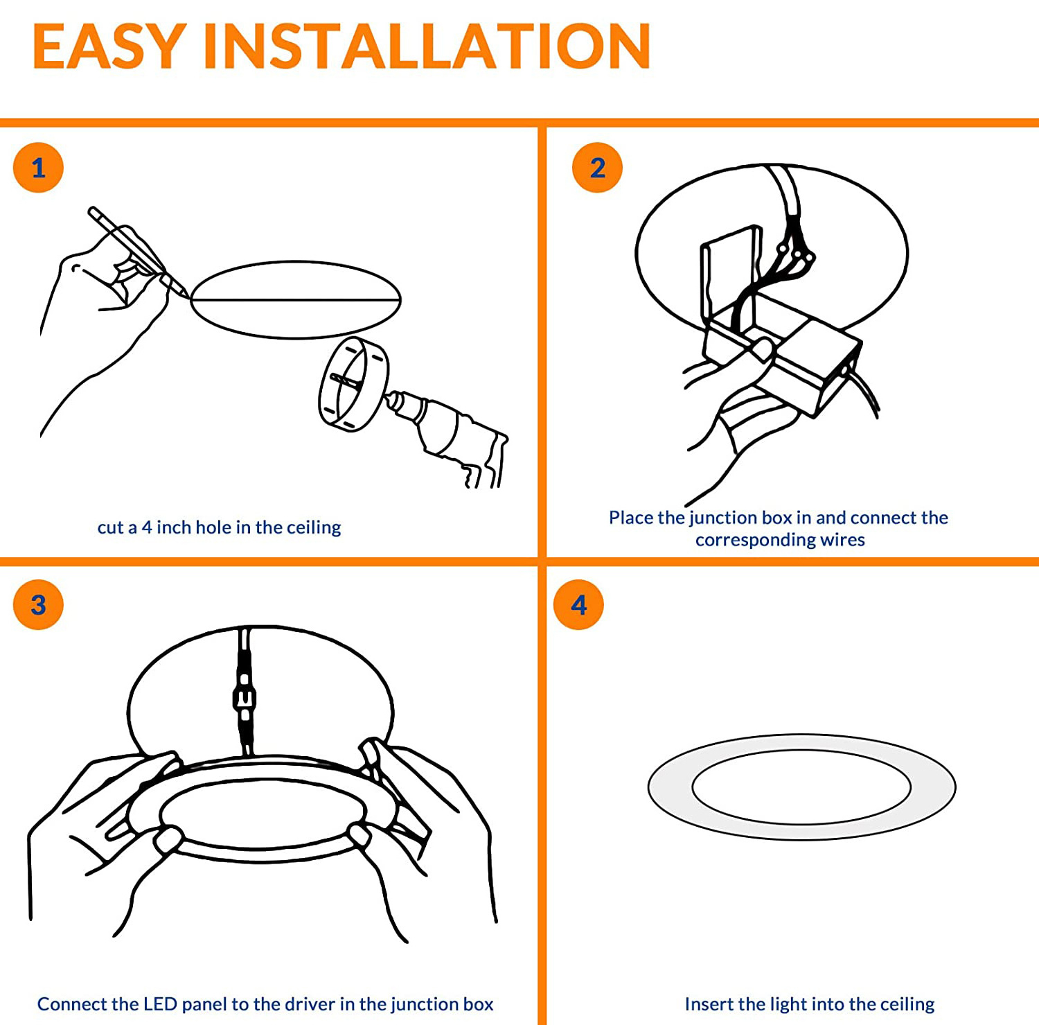 Goldsuno 5CCT Slim Panel Ceiling Light with Junction Box IC Rated Recessed LED Downlight