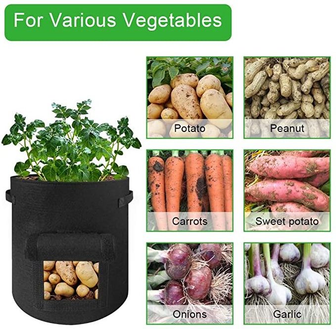 Pots with Flap Access  Handles Grow Bags Non Woven Plant Fabric 1 2 3 5 10 20 30 40 50 100 200 300 Gallon  Customize Packing