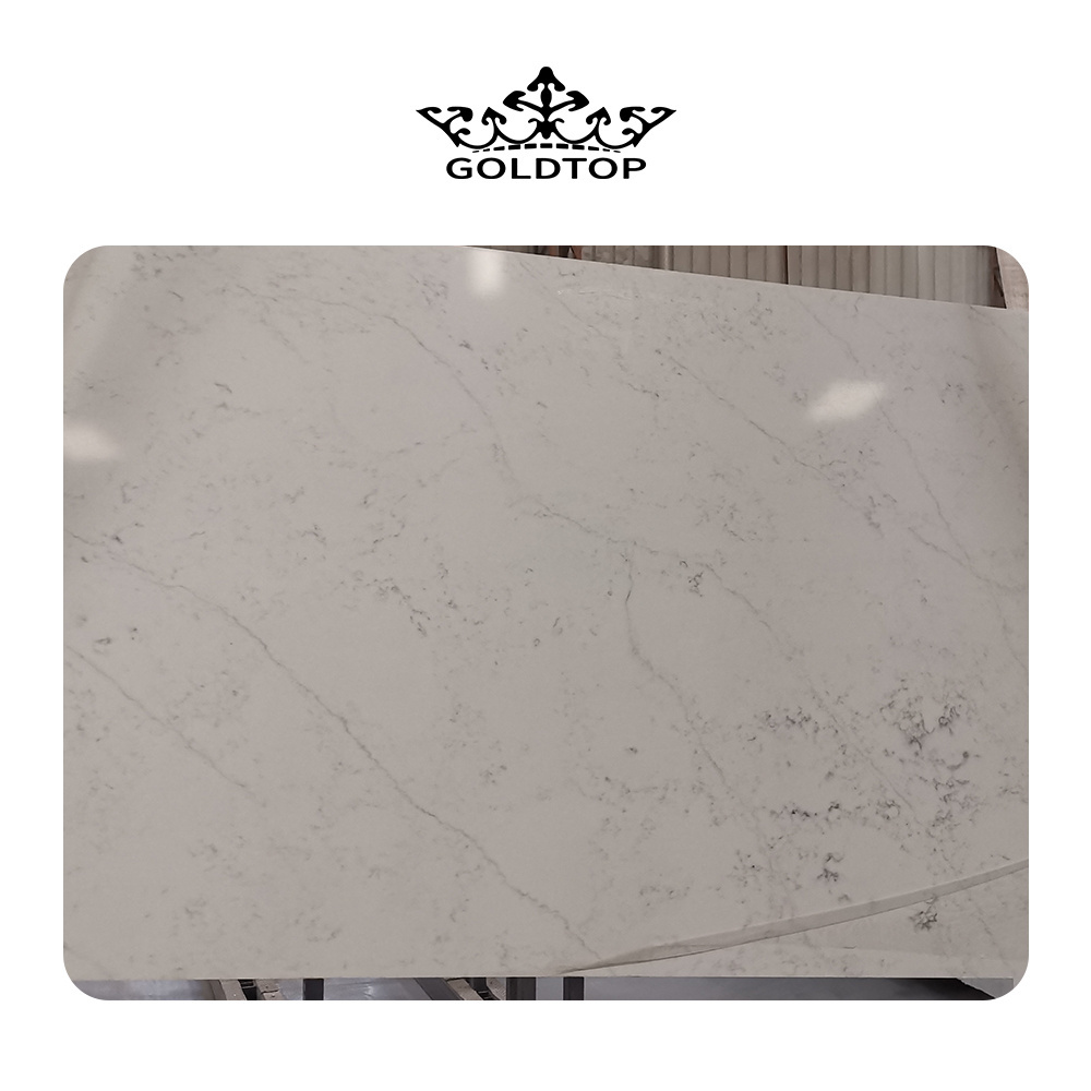 GOLDTOP OEM/ODM Quartzo white Quarzo 4002 Ocean Carrara artificial quartz for countertops vanity tops