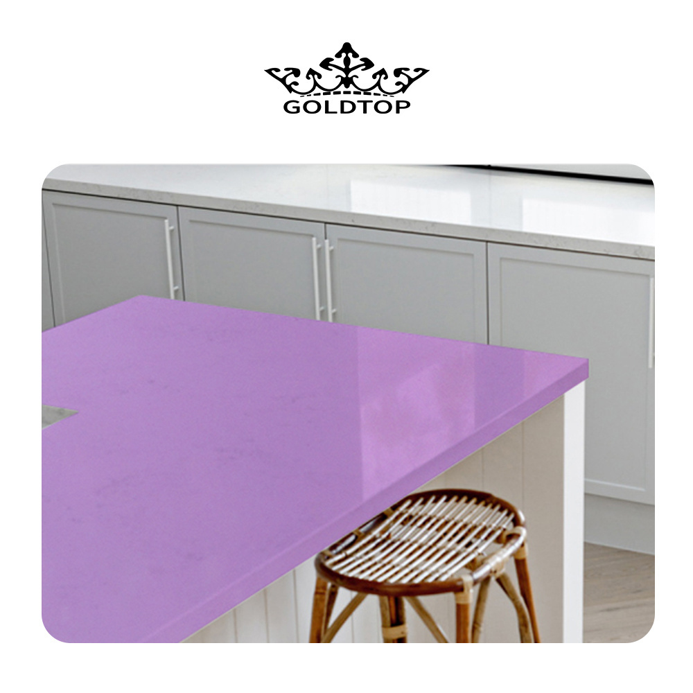 GOLDTOP OEM/ODM  Quarzo 2019 Taro Purple Quartz Slab for kitchen vanity top countertops