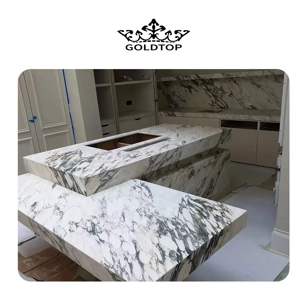 GoldtopQuartz Brand Luxury Calacatta Monet Marble For Coffee Table Top and Tea Table And Viola Calacata Marble Bench