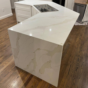 Goldtop hot-sell artificial slab solid surface 2cm Calacatta Quartz Stone Slab in Stock kitchen and bathroom quartz countertops