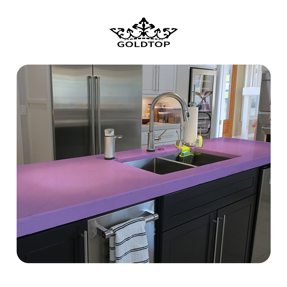 GOLDTOP OEM/ODM  Quarzo 2019 Taro Purple Quartz Slab for kitchen vanity top countertops