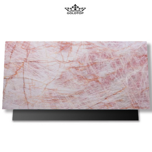 Natural Luxury Pink Quartzite Stone Slabs Pink Agate Gemstone Semiprecious Countertops