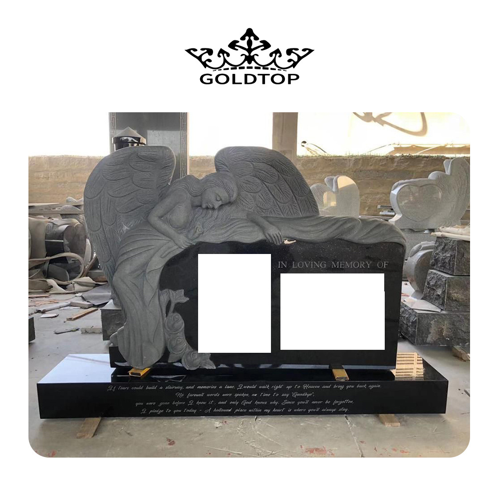 GOLDTOP OEM/ODM China Factory Price Black granite Headstone Grave Stone Cemetery Tombstones Monuments Gravestone angel headstone