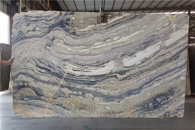 China Quarry Polished Book Match Silver Blue Marble Bluestone Greece Verde Cipollino Greco Marble Twilight Marble Slabs Price