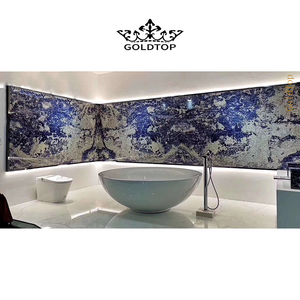 GOLDTOP luxury stone white veins cloisonne marble slabs Brazil sodalite blue Competitive Marble Wall Cloisonne Marble for hotel