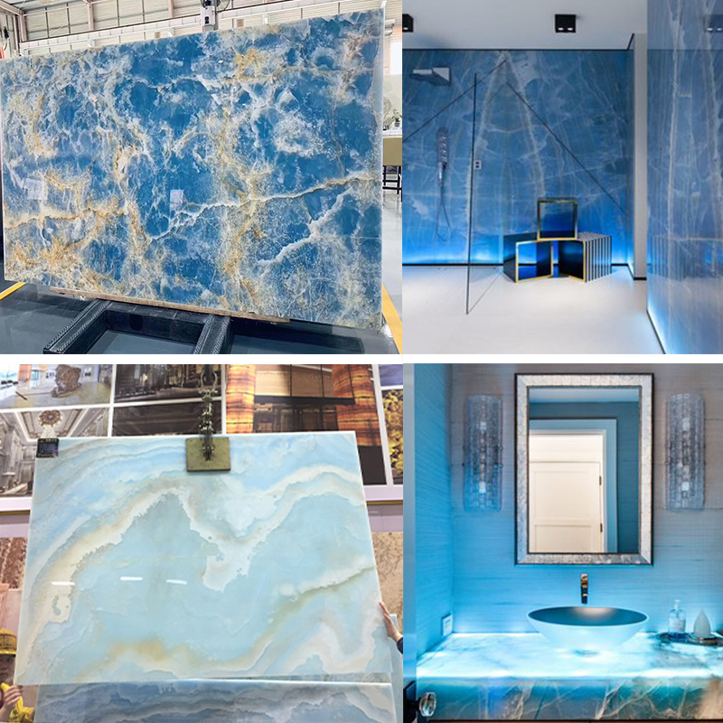 GOLDTOP OEM/ODM onix Onice onyx marble Blue Onyx With Backlit LED Panel For Background wall Blue Onyx