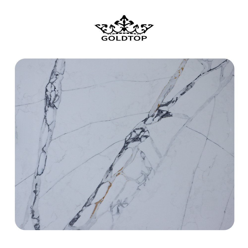 Goldtop Cuarzo 5106 Artificial Polished Factory Price Calacatta Series White Slab Quartz Whit Gold Veins Countertop for quartz