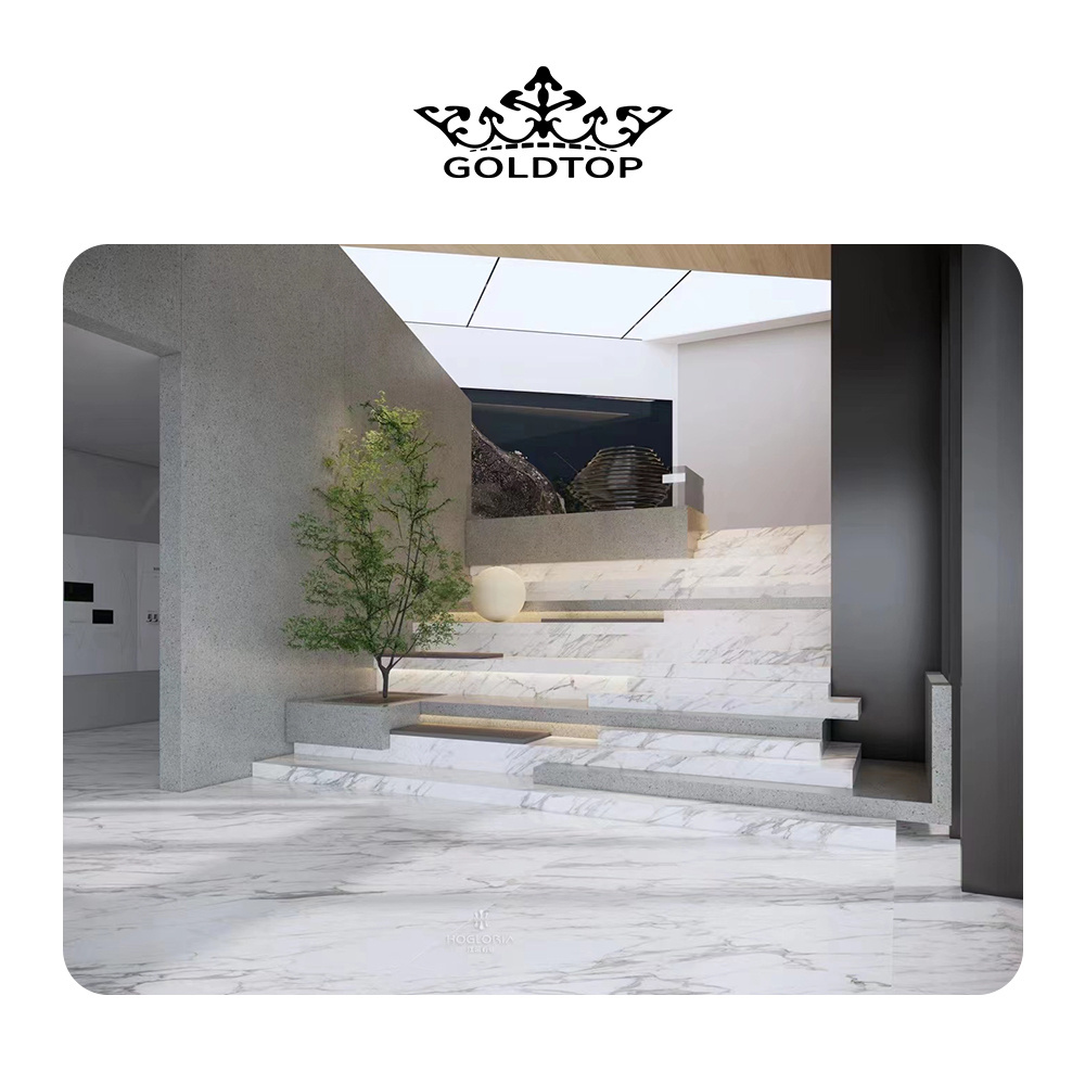 OEM/ODM marmol marmor floor countertops wallboard and floor tile sheet natural calacatta white marble slab stairs