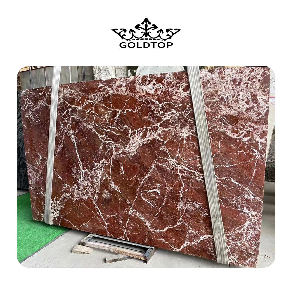 Goldtop OEM/ODM Marmo high quality nature stone interior stone luxury good pattern for kitchen red marble countertop