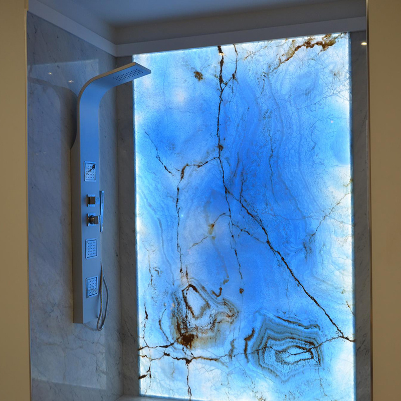 GOLDTOP OEM/ODM onix Onice onyx marble Blue Onyx With Backlit LED Panel For Background wall Blue Onyx