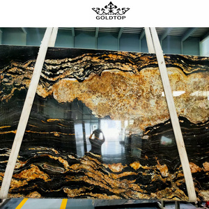 GOLDTOP Brazilian Exotic granito natural Gold Veins Taurus Black Golden Cosmos Gold Granite Slab Cosmic Big Slab for decoration