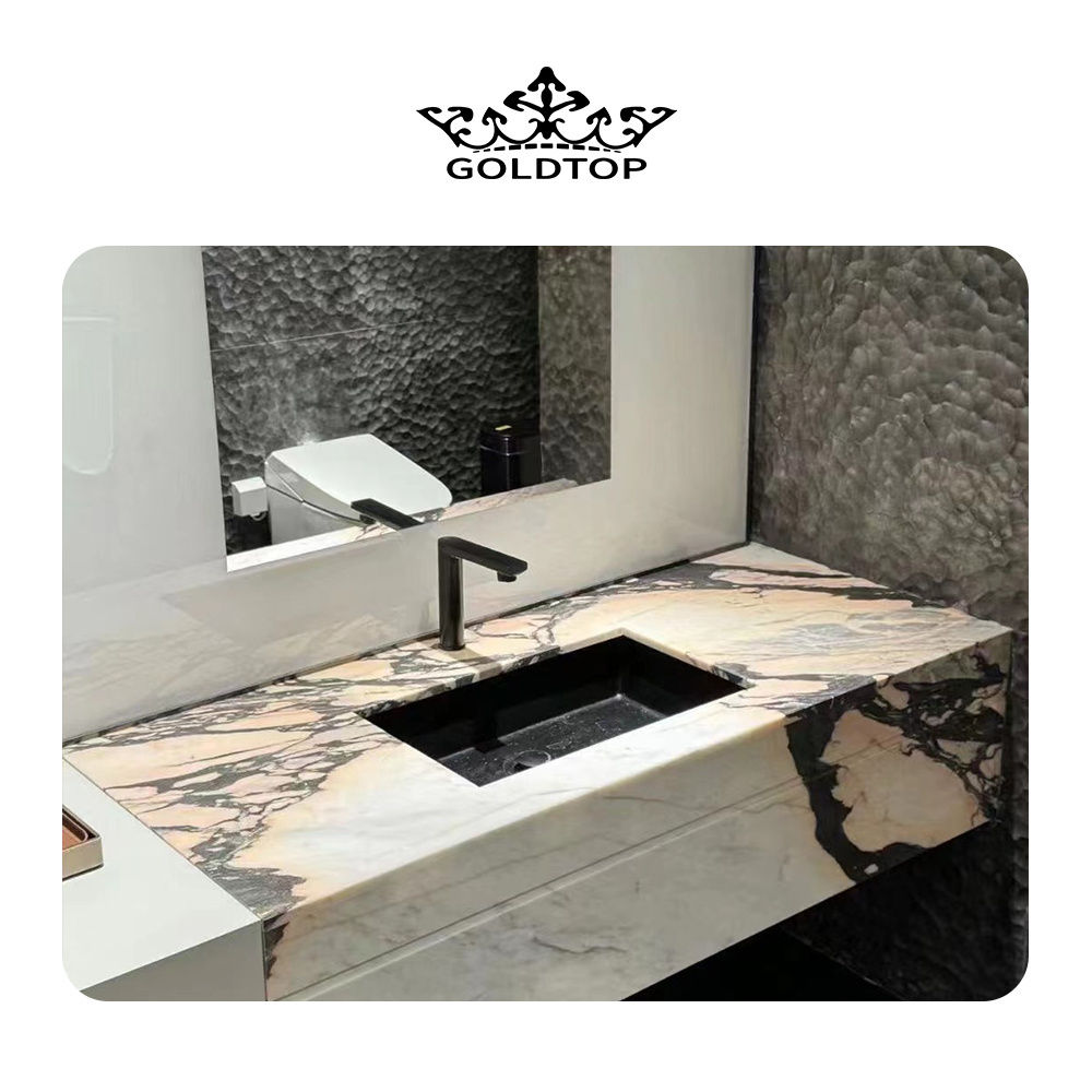 Goldtop OEM/ODM italy calacatta modern design Pretty luxury good pattern nature interior stone pink marble bathroom sink