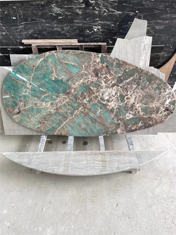 GOLDTOP OEM/ODM granito natural countertops kitchen green granat Luxury Brazil Amazonite Green Slab And Table Tops