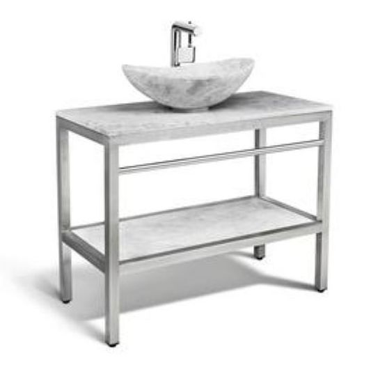 GOLDTOP OEM/ODM Guest Room Floor Mounted floating bathroom Vanity Base 304 Stainless steel and Quartz Vanity tops