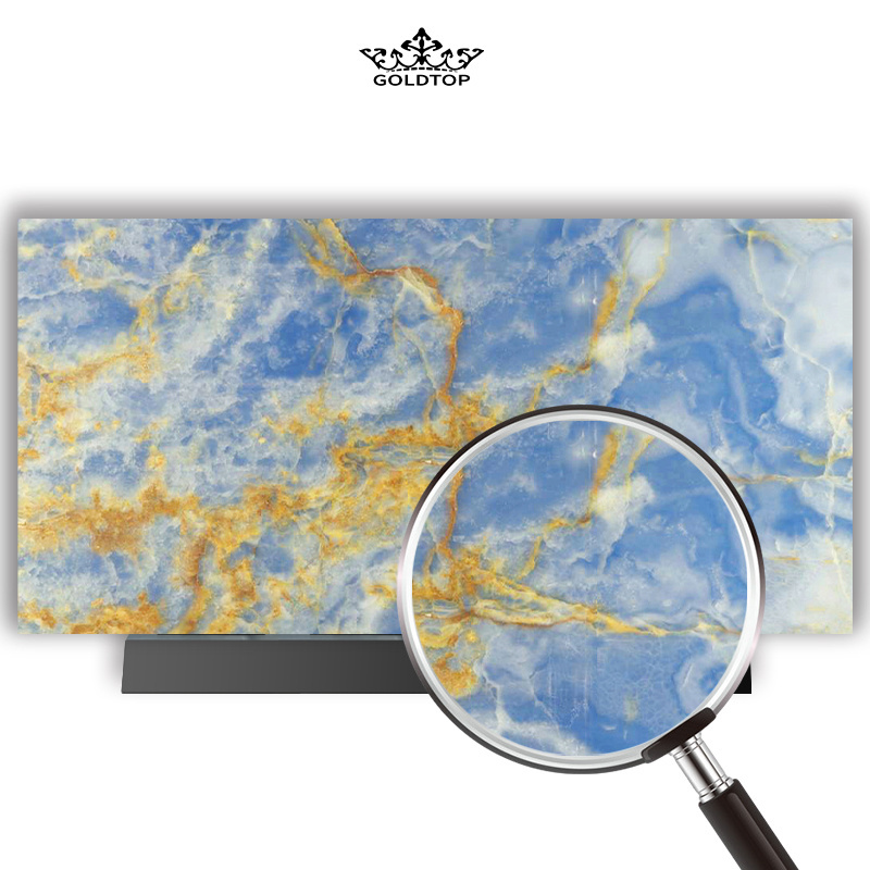 GOLDTOP OEM/ODM onix Onice onyx marble Blue Onyx With Backlit LED Panel For Background wall Blue Onyx