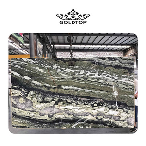 Goldtop ODM/OEM Pop style Quarzit crystal with grey vein big crystal Twilight Green Quartzite slabs