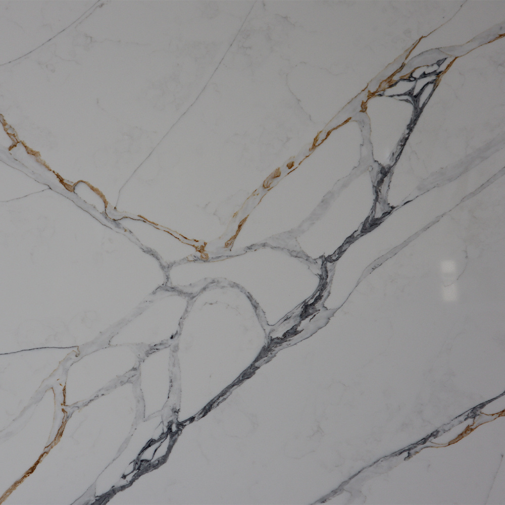 Goldtop Cuarzo 5106 Artificial Polished Factory Price Calacatta Series White Slab Quartz Whit Gold Veins Countertop for quartz