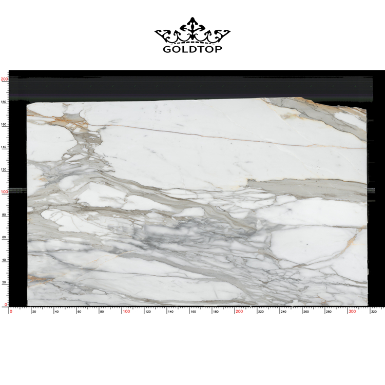 GOLDTOP OEM marmo Marazzi Oro Calacatta White & Calacatta Gold Marble floor Tile 2400x1200 Price For Prefab Kitchen Countertops