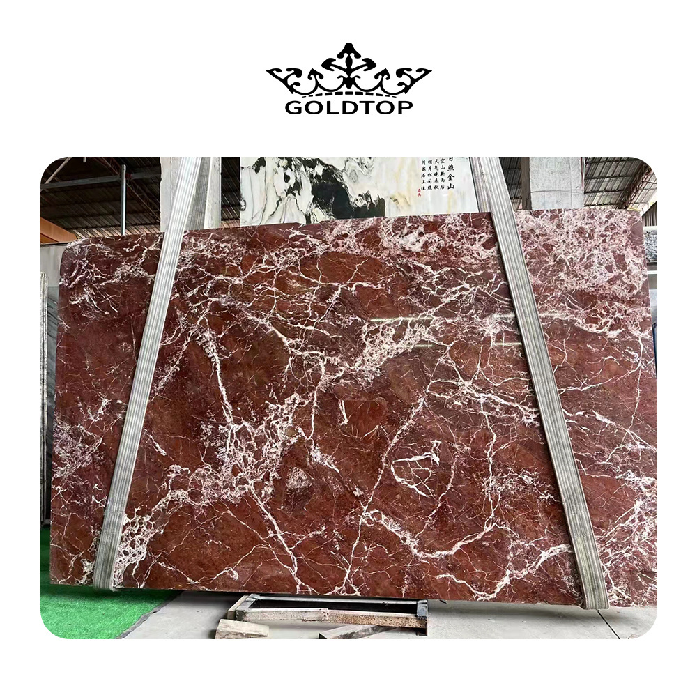 Goldtop OEM/ODM Marmo high quality nature stone interior stone luxury good pattern for kitchen red marble countertop