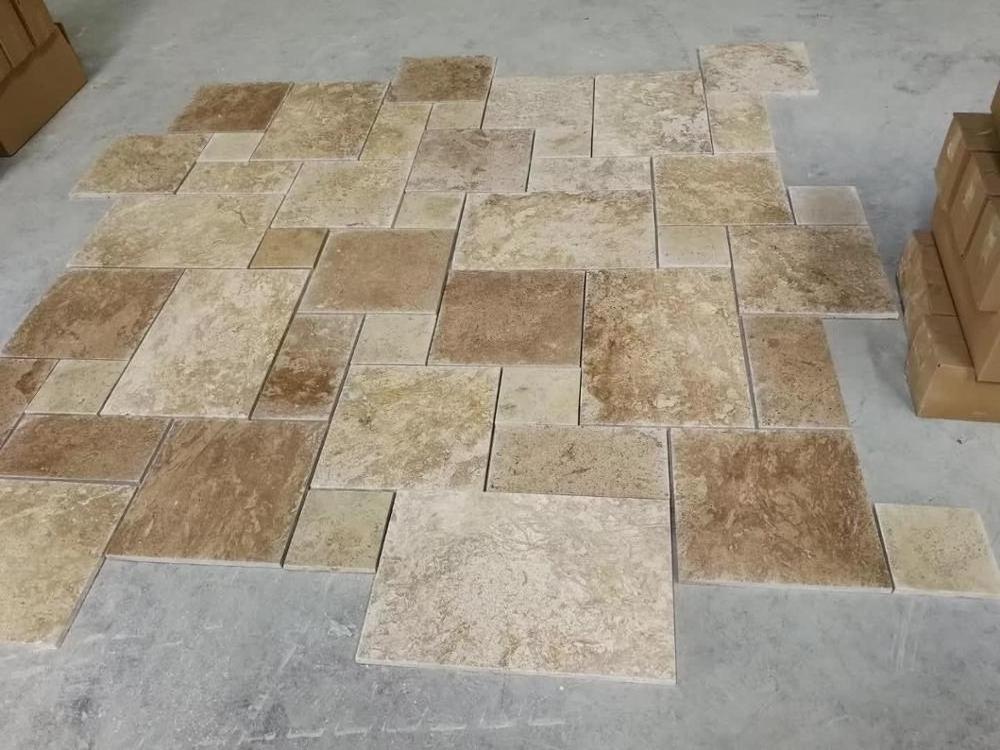 GOLDTOP OEM/ODM Travertin travertino traverten floor tile flooring China Beige Travertine Marble Stone for flooring