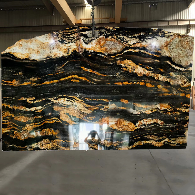 GOLDTOP Brazil Cosmic Cosmos Black Fusion Matrix Titanium Gold Polished White Gold Black Fusion Granite For Kitchen Countertops