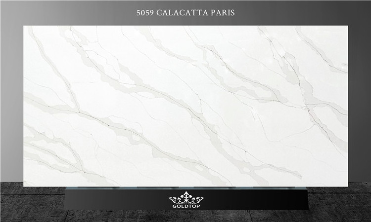 Goldtop Brand Calacatta 5059 Calacatta Paris Marble Quartzo Engineered Stone Kitchen/Bathroom Countertop Artificial Quartz Slab