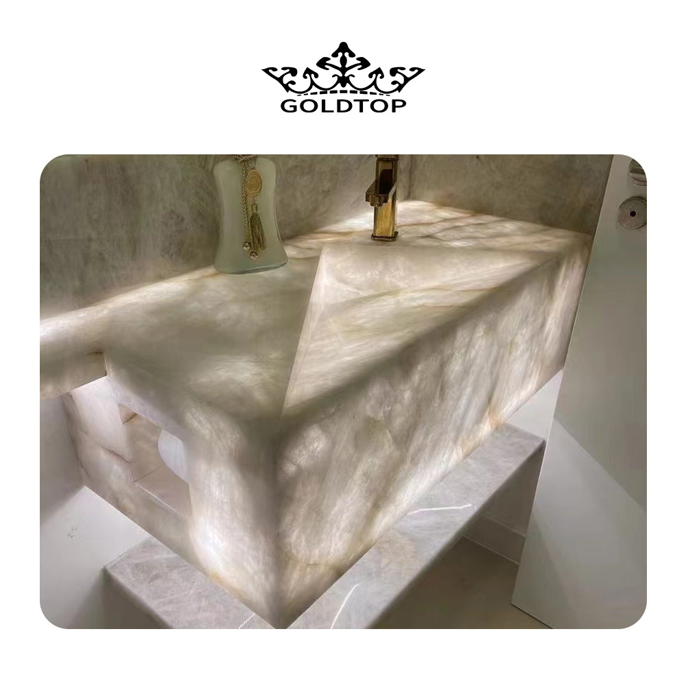 goldtop OEM/ODM Premium quality ice jade white ice onyx background hot sell onyx translucent cristallo quartzite marble slab