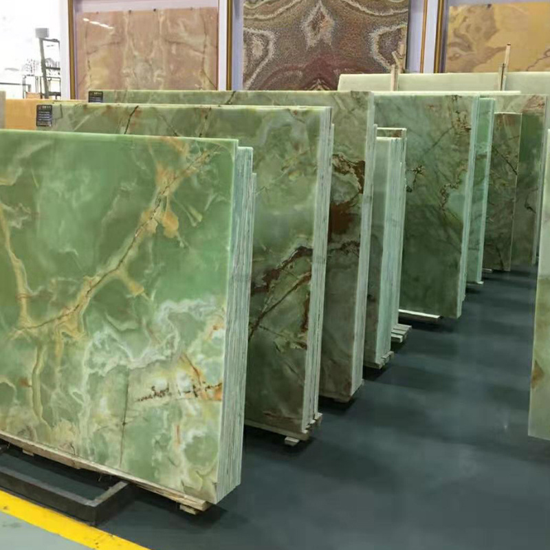 OEM/ODM onix Onice Natural Stone coffee table tiles losas Polished Stone Price wall panel Green Onyx Verde Slab