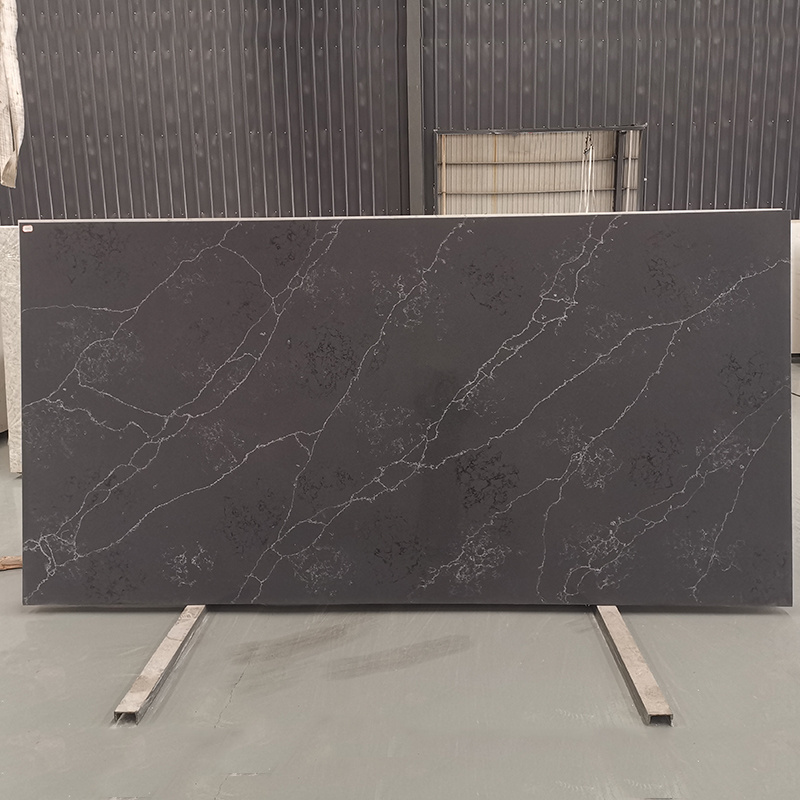 GOLDTOP OEM/ODM Cuarzo losas Stone Artificial Rock Wall Panels Thin Brick Veneer Laurent grey Quartz Slab for Counter Tops